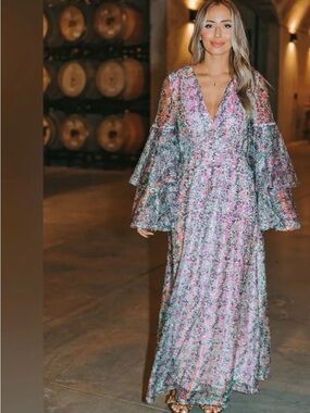BuddyLove Colette Long Sleeve Flash Maxi Dress XS